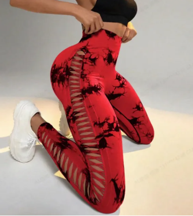 Peek-a-boo Leggings - Cherry Red