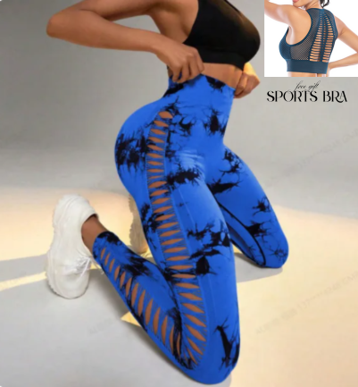 Peek-a-boo Leggings - Sapphire Blue