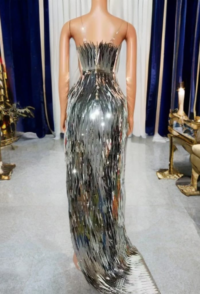 Aquarius Dress - Silver Chrome