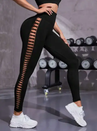 Peek-a-boo Leggings - Stellar Black