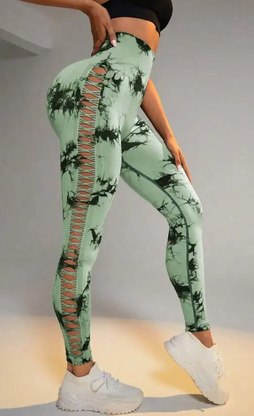 Peek-a-boo Leggings - Malachite Green