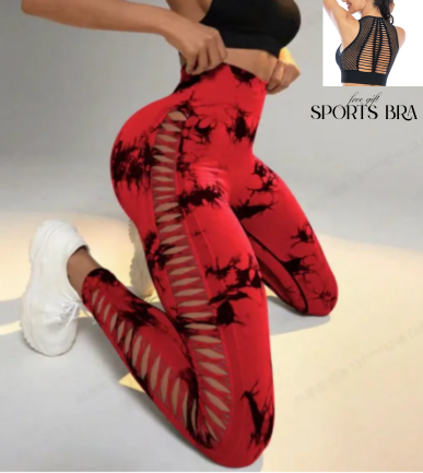 Peek-a-boo Leggings - Cherry Red