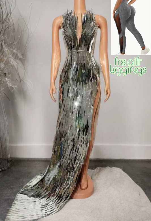 Aquarius Dress - Silver Chrome