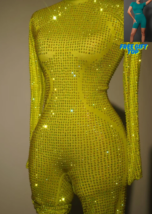 Bet On Yourself Jumpsuit - Yellow Citrine