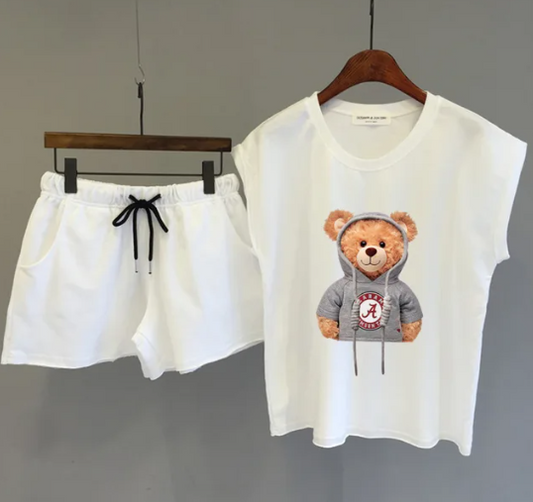 Sleepover Squad w/Teddy Bear Set - Blanc White